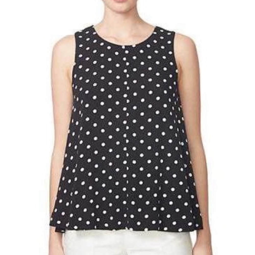 NWOT! 1.STATE Sleeveless Polka Dot Layered Keyhole Back Chiffon Swing Tank Small